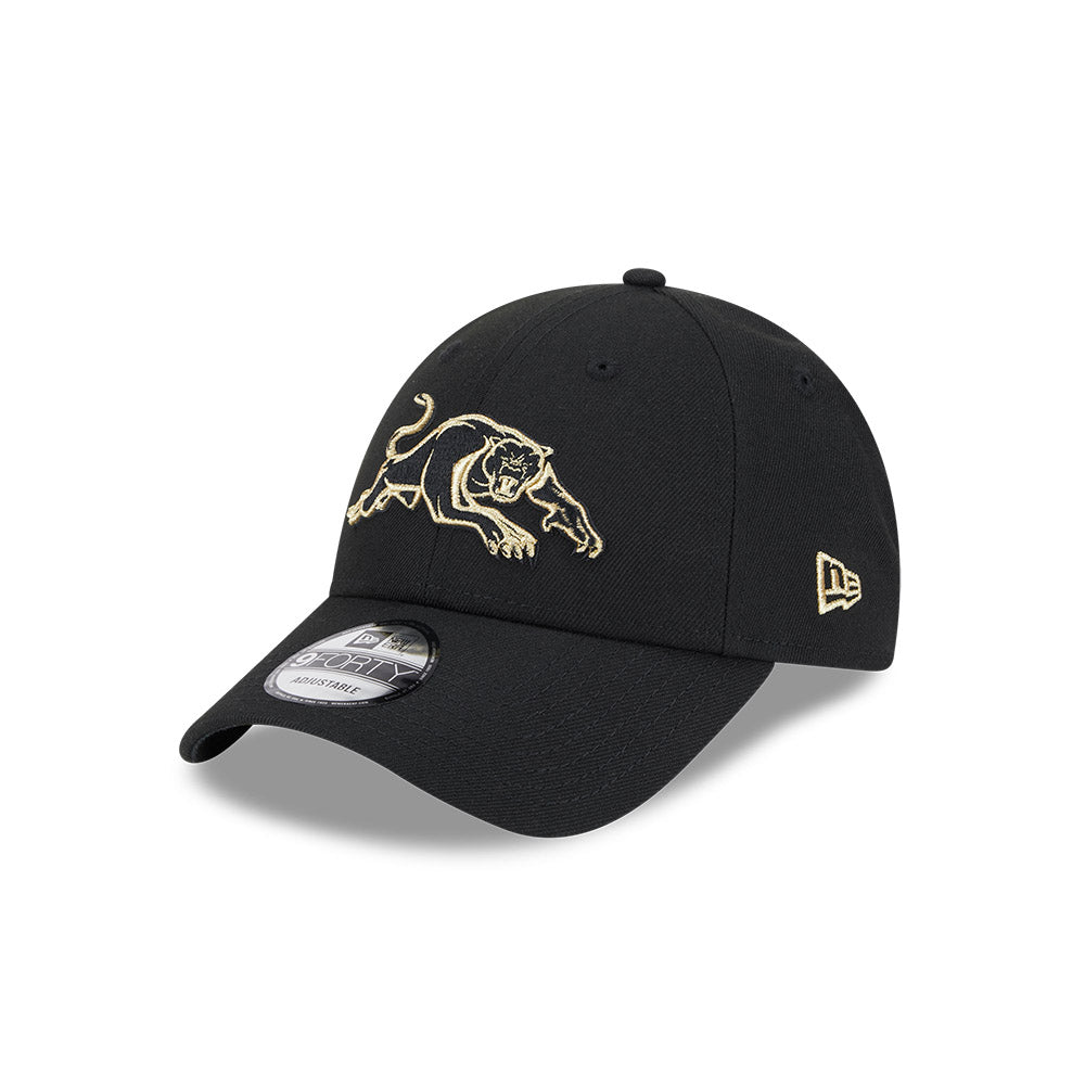 Penrith Panthers Hat - NRL 2025 Black Gold 9forty Snapback Cap - New Era
